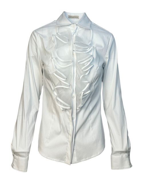 camicia donna ruches organza bianca Camicetta Snob | 570-C-31414118